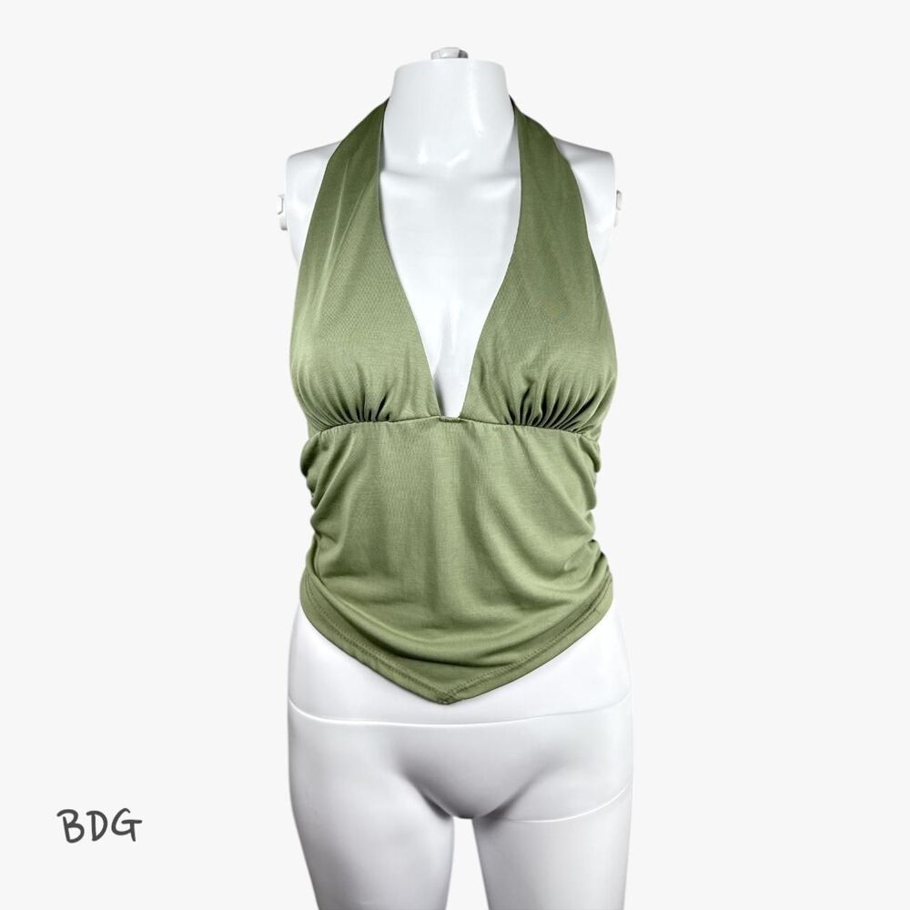 BDG Women's Halter Crop Top in Sage Size M Preppy Glam Party
